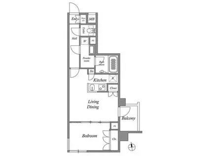 ザ・レジデンス神楽坂II(1LDK/3階)の間取り写真
