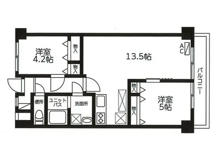 富士見ハイツ大森(2LDK/1階)の間取り写真