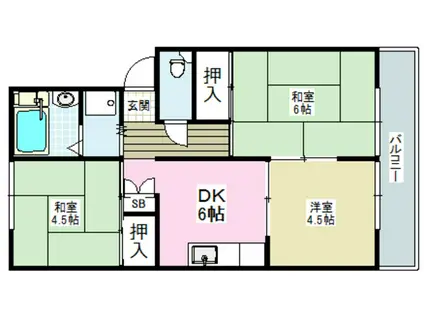 ホームマンションミシマ(3DK/2階)の間取り写真