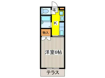 ハイツタナベ2(1K/1階)の間取り写真