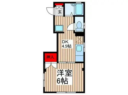 サニーハイツ金明(1DK/2階)の間取り写真