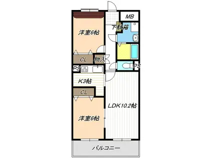 グランシャリオ(2LDK/3階)の間取り写真