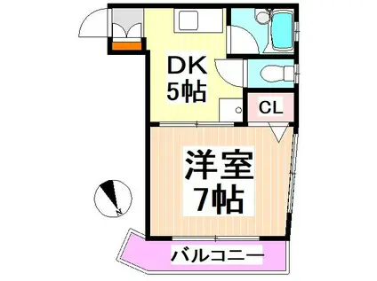 リバーストーン(1DK/2階)の間取り写真