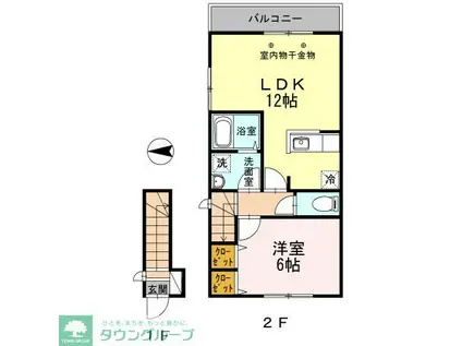 都営新宿線 篠崎駅 徒歩21分 2階建 築12年(1LDK/2階)の間取り写真