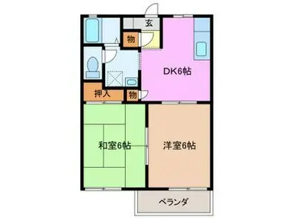 白山ハイツ(2DK/2階)の間取り写真