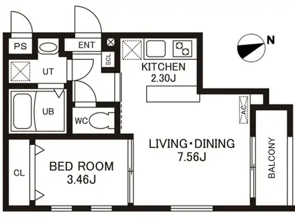 CHERIM室見ウエスト(1LDK/1階)の間取り写真