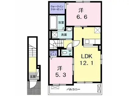 サザン・スターB(2LDK/2階)の間取り写真