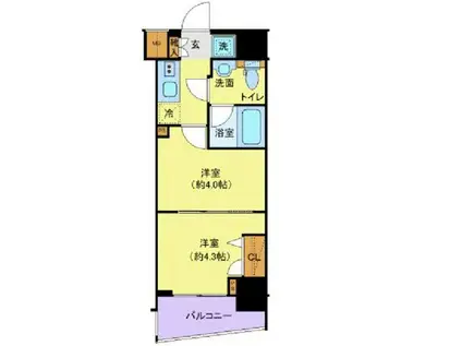 スパシエ蒲田グランドタワー(2K/14階)の間取り写真