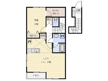 ブランシェ(1LDK/2階)の間取り写真