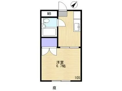 クレール雪谷(1K/2階)の間取り写真