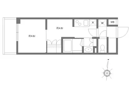 グランパセオ清澄白河II(1DK/8階)の間取り写真