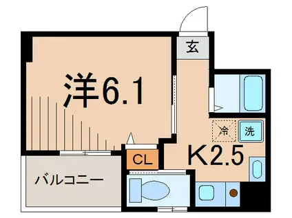 CAPITAL K(1K/2階)の間取り写真