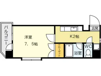 ニューサンリバー 6番館(1K/2階)の間取り写真