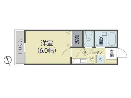 フローラI(1K/2階)の間取り写真