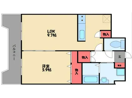シェーネブルグ(1LDK/7階)の間取り写真