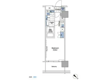 パークハビオ赤坂タワー(ワンルーム/2階)の間取り写真