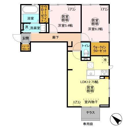 エトワール青木(2LDK/1階)の間取り写真