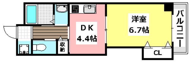 マンションクォーレ(1DK/4階)の間取り写真