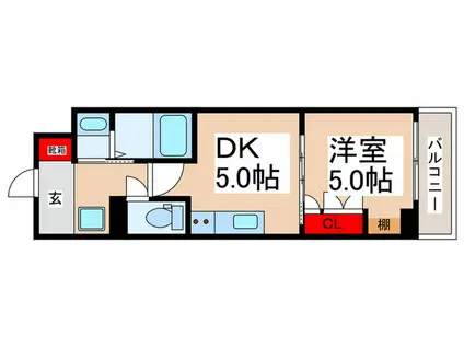 アルファプライム東陽町(1DK/6階)の間取り写真