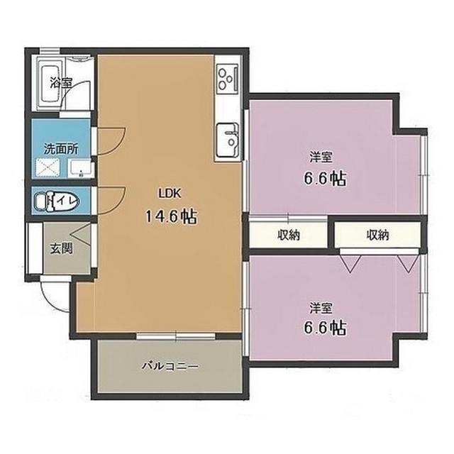 フジミパレス御門台(2LDK/2階)の間取り写真