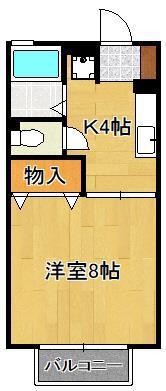 ファーネス水巻A棟(1K/2階)の間取り写真