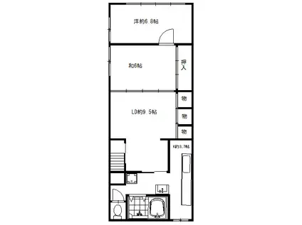 GF第2ビル(2LDK/2階)の間取り写真