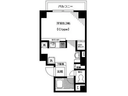 フィオレッタ両国(1K/3階)の間取り写真