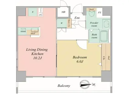 ドルチェ秋葉原ノース 参番館(1LDK/14階)の間取り写真