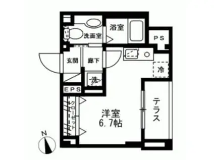 PINE COURT(ワンルーム/1階)の間取り写真