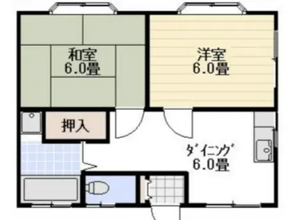 アパートメント岩井(2DK/2階)の間取り写真