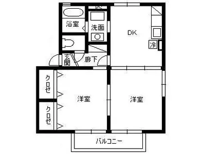ローズ・サンティエ(2DK/2階)の間取り写真
