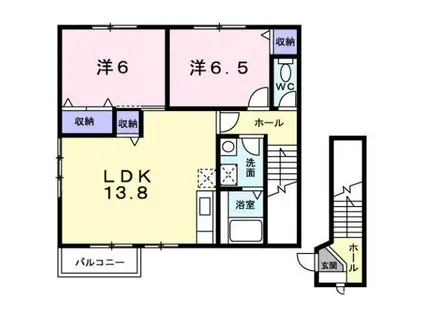 パレス ニュールミネ A(2LDK/2階)の間取り写真