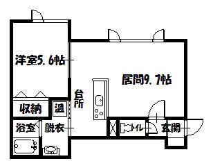 BONOSハイツ(1LDK/1階)の間取り写真