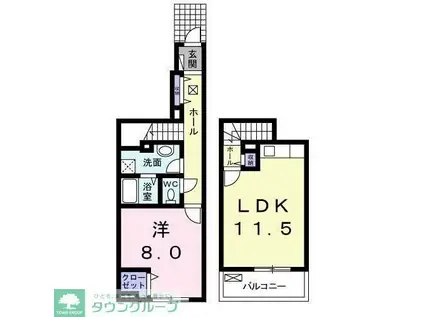 パーク ウエスト(1LDK/1階)の間取り写真