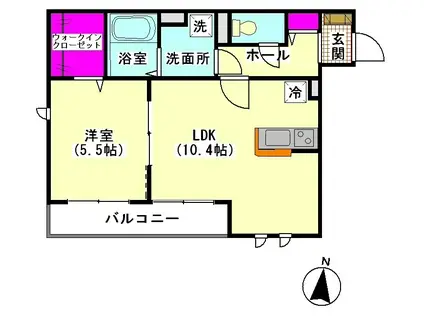 メゾンSHU(1LDK/3階)の間取り写真