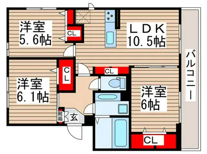 メルヴェイユおおたかの森II(3LDK/2階)の間取り写真