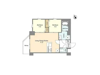 アルファコート青井(2LDK/2階)の間取り写真