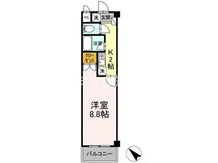 タイムD1(1K/2階)の間取り写真
