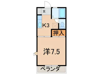 エッセンシャル岡部(1K/1階)の間取り写真
