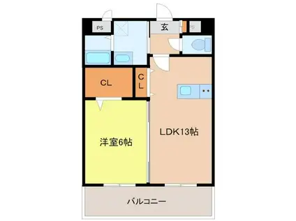 ルイス一番館(1LDK/7階)の間取り写真