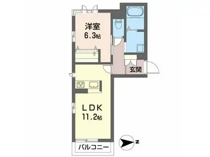 ジオベレオM(1LDK/3階)の間取り写真