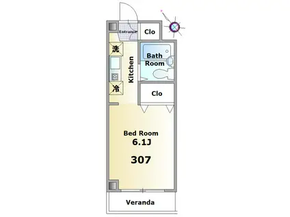 ホワイエ(1K/3階)の間取り写真