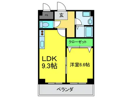 アンジュリヴェール(1LDK/1階)の間取り写真