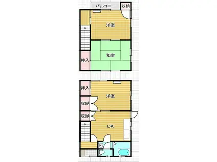 古川南メゾネット(3DK/1階)の間取り写真