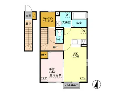 ジョアミー(1LDK/2階)の間取り写真