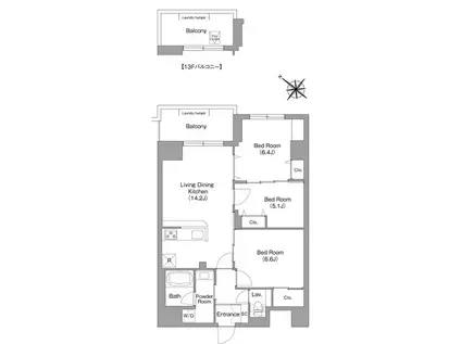 コンフォリア・リヴ豊洲キャナル(3LDK/12階)の間取り写真