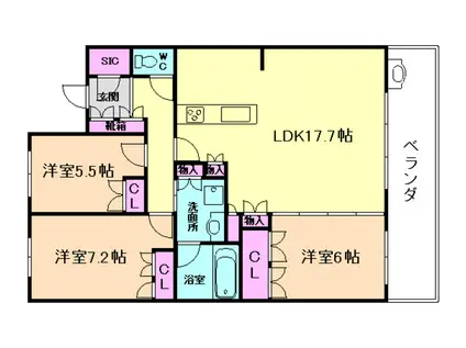 ザ・ライオンズ池田C棟(3LDK/2階)の間取り写真
