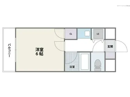 パラージュ西新(1K/4階)の間取り写真