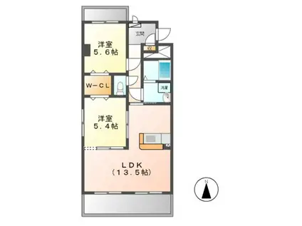 アンジューV(2LDK/5階)の間取り写真