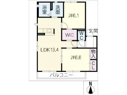 藤和ハイツV(2LDK/1階)の間取り写真